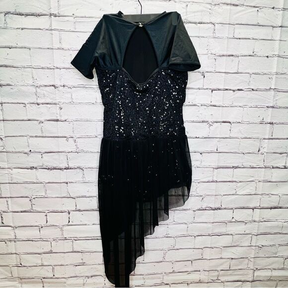 weissman dance costume 11064 Black Sequin Dress Large - Picture 7 of 10